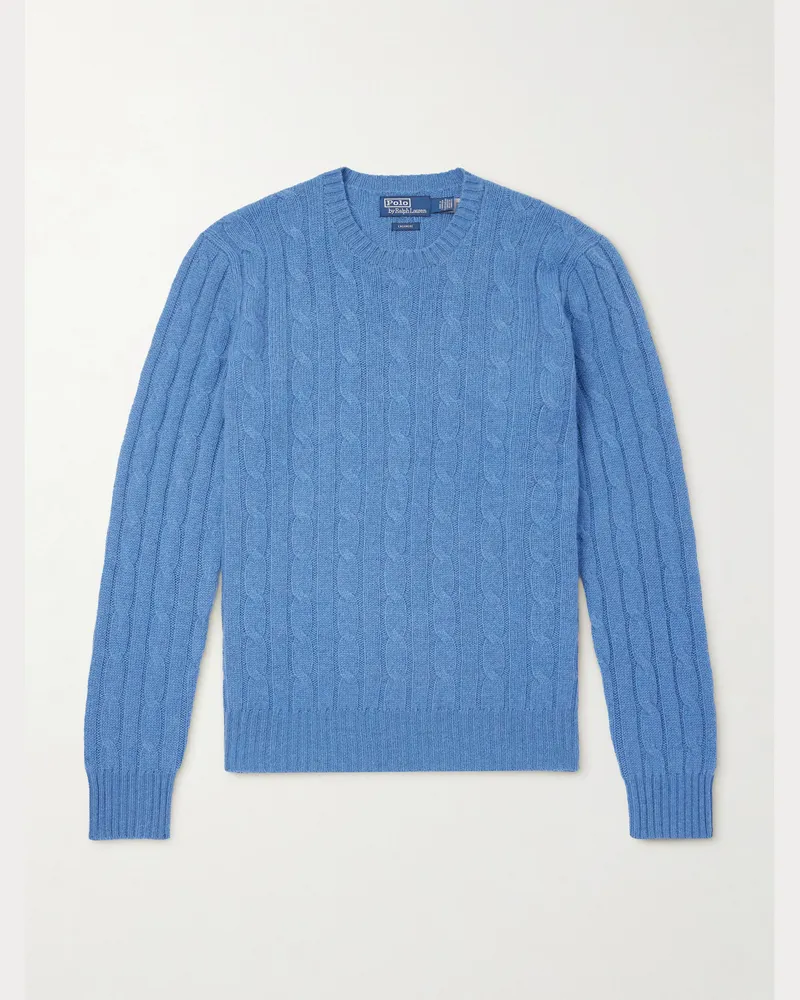 Ralph Lauren Pullover aus Kaschmir in Zopfstrick Blau