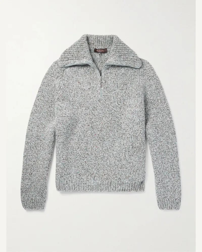 Loro Piana Alpe Meggiana Cashmere Half-Zip Sweater Gray