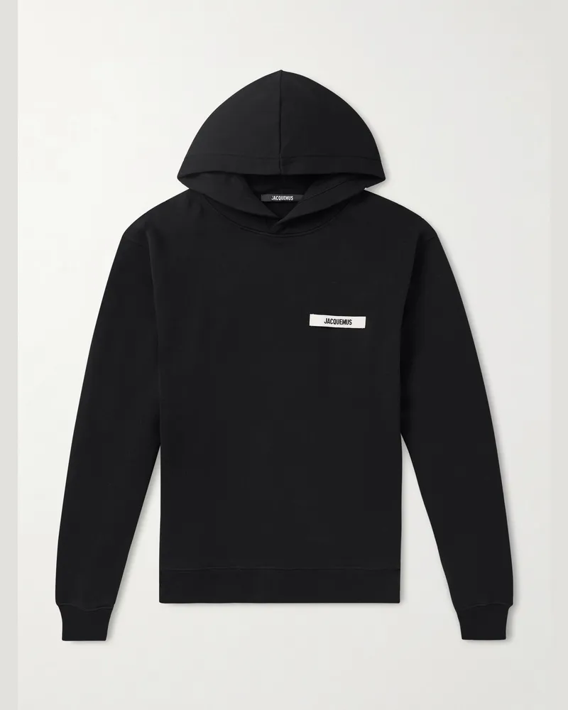 Jacquemus Logo-Appliquéd Cotton-Jersey Hoodie Black