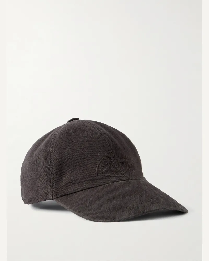 Brioni Baseballkappe aus einer Stretch-Baumwoll-Kaschmirmischung mit Logostickerei Braun