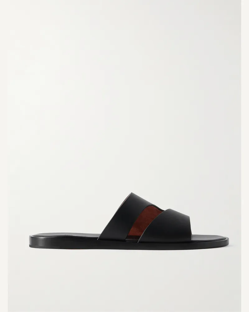 Loro Piana Pilat Plain Walk Sandalen aus Leder mit Cut-out Schwarz