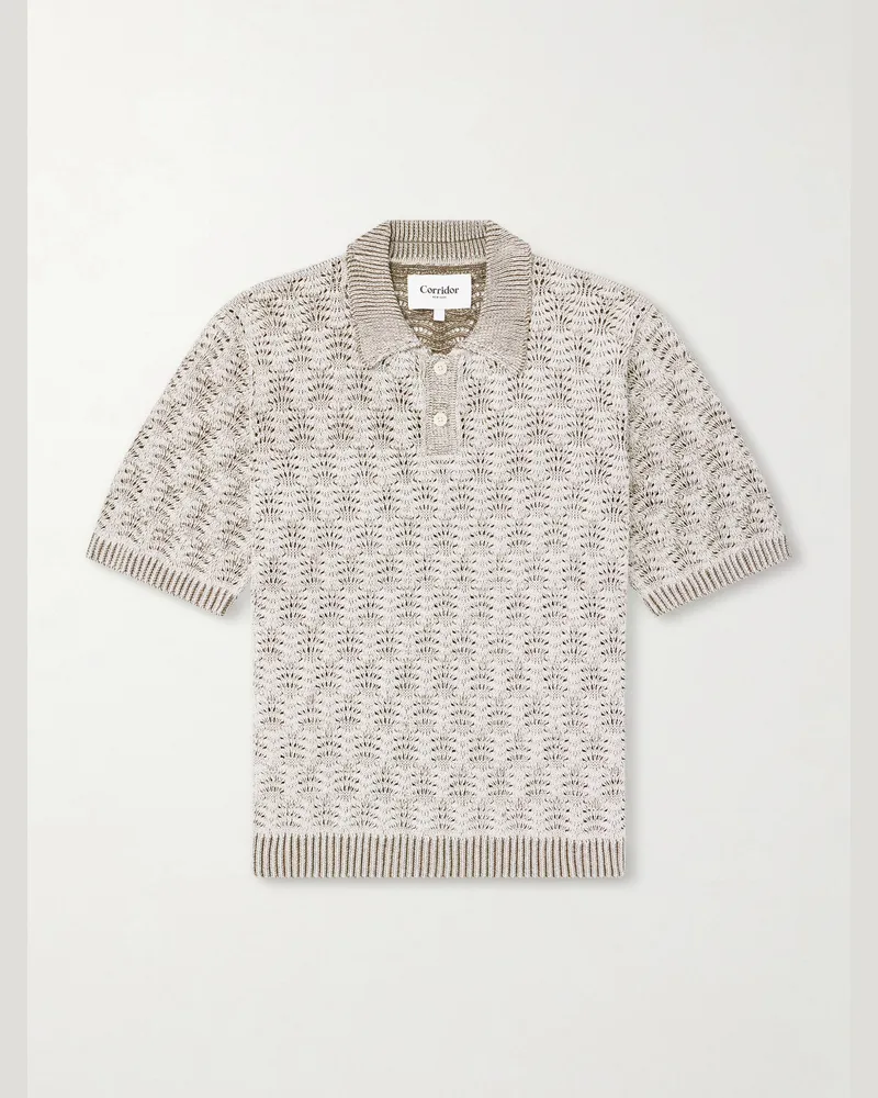 Corridor Open-Knit Pima Cotton Polo Shirt Gray