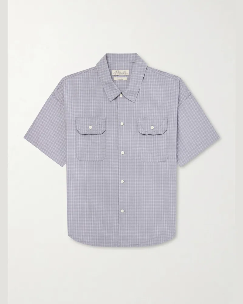 Remi Relief Checked Cotton-Poplin Shirt Blue