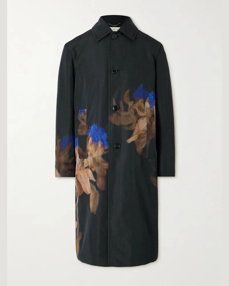 Dries van Noten Printed wool-blend coat Black