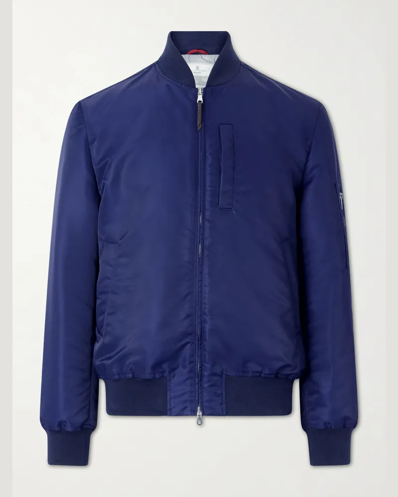 Brunello Cucinelli Padded Shell Bomber Jacket Blue
