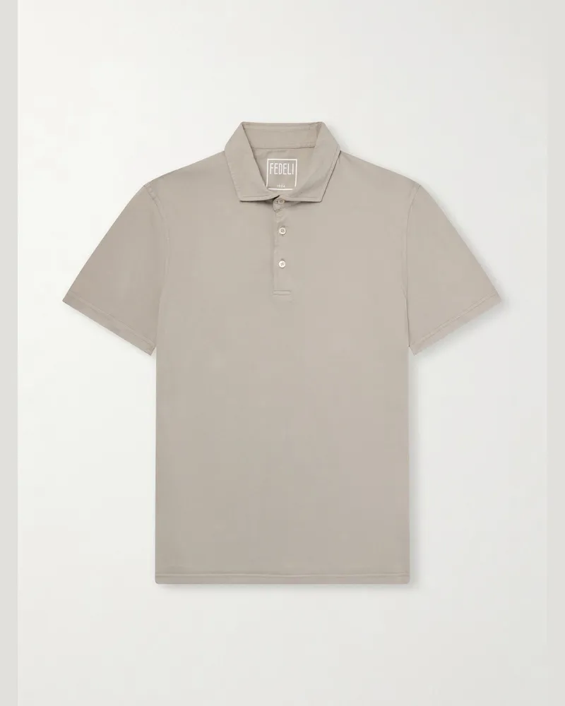 Fedeli Polohemd aus Jersey aus einer Baumwollmischung Grau