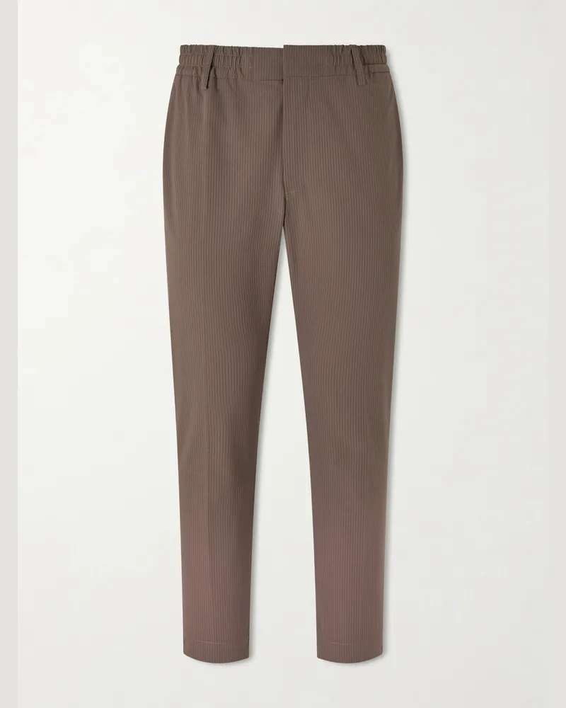 NN 07 Billie 10038 Straight-Leg Seersucker Drawstring Trousers Gray