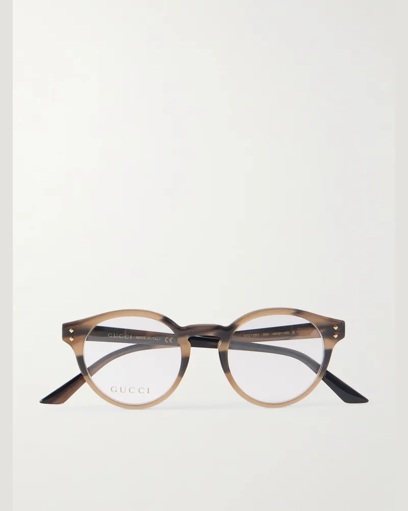 Gucci Panthos Brille mit rundem Rahmen aus Azetat Braun