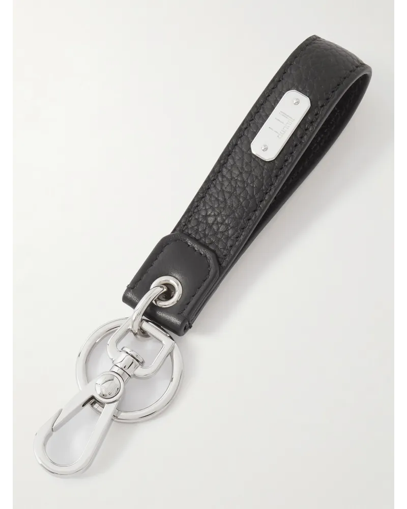 Dunhill 1893 Harness Schlüsselanhänger aus Leder mit silberfarbenen Details Schwarz