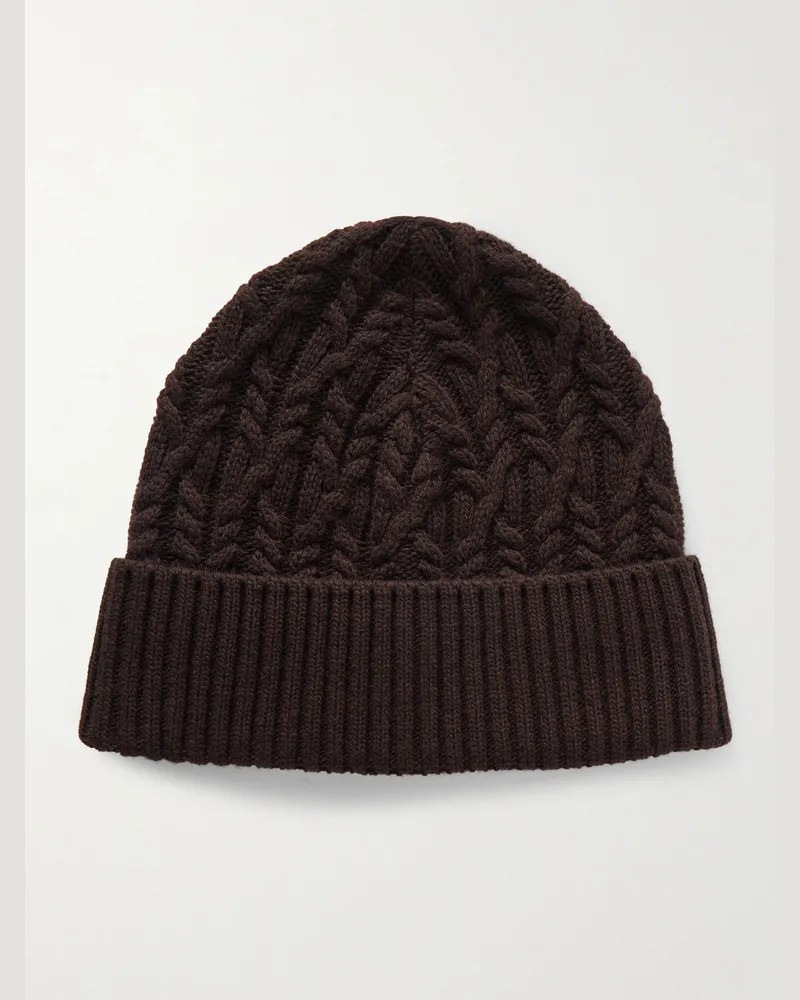 MR P. Cable-Knit Wool Beanie Brown