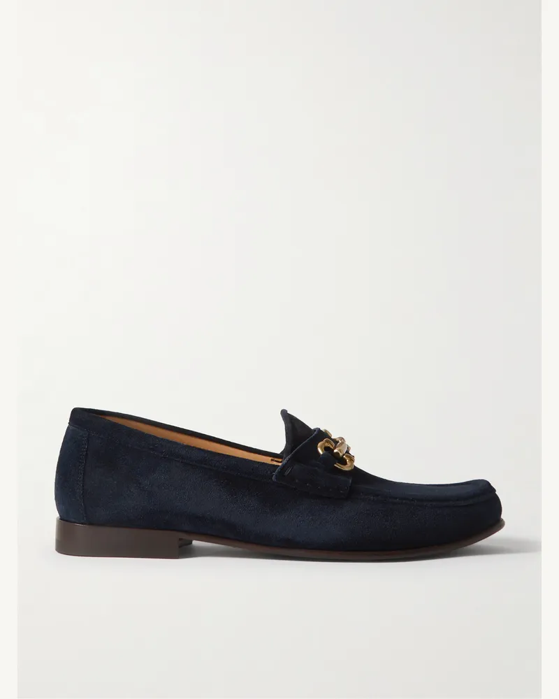 Brunello Cucinelli Loafers aus Veloursleder mit „Horsebit“-Detail Blau