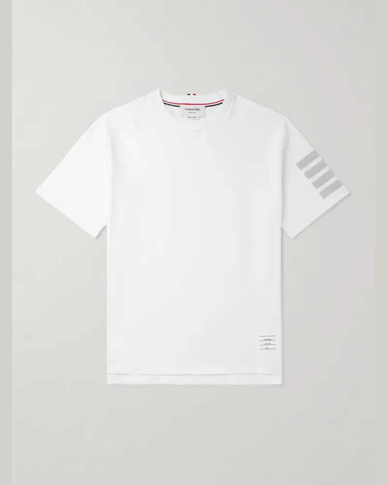 Thom Browne T-Shirt aus Baumwoll-Jersey mit Streifen Weiß