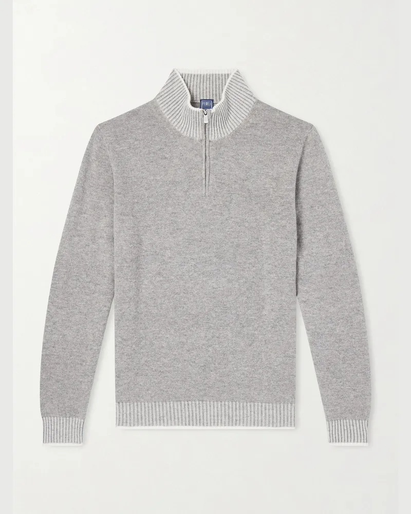 Fedeli Cashmere Half-Zip Sweater Gray