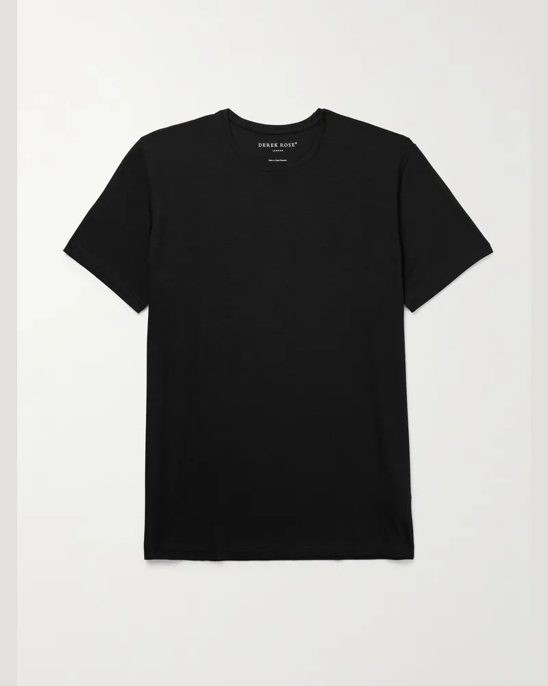 Derek Rose Basel T-Shirt aus Stretch-MicroModal®-Jersey Schwarz