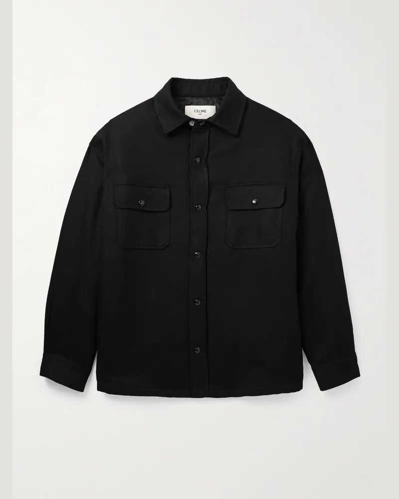 Celine Hemdjacke aus Kaschmirflanell Schwarz