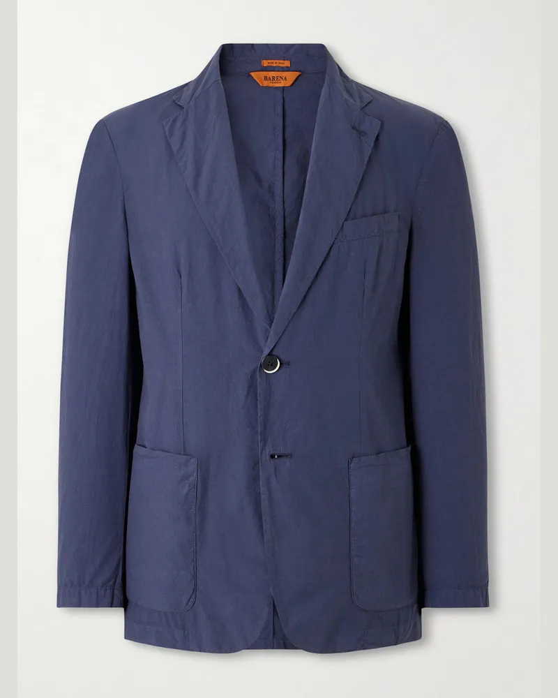 BARENA Borgo Tendon Crinkled Cotton-Poplin Blazer Blue