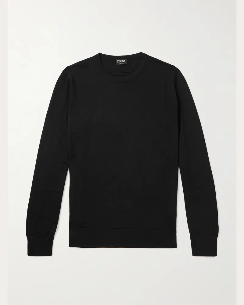 Ermenegildo Zegna Cashmere and Silk-Blend Sweater Black
