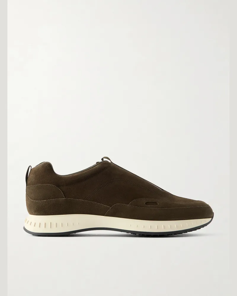 John Lobb Elastic Stream Suede Sneakers Green