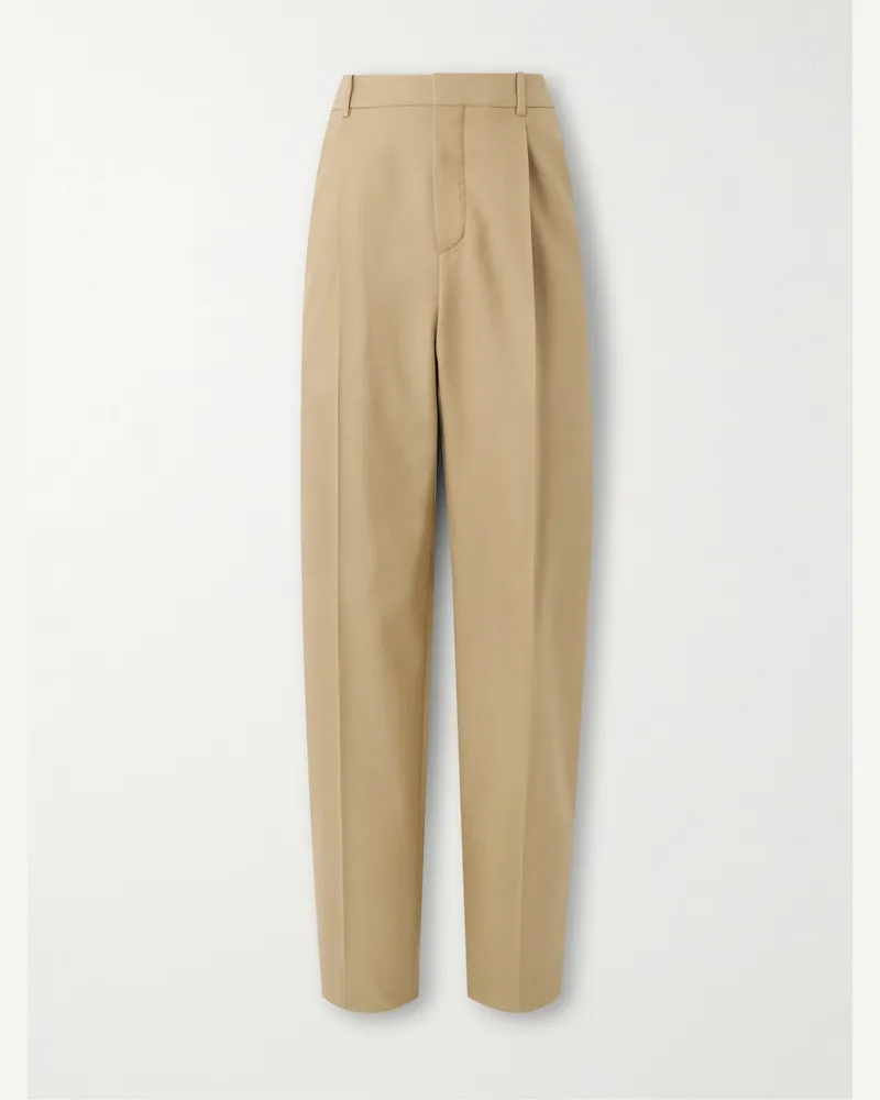 Saint Laurent Schmal zulaufende Hose aus Grain de Poudre aus Wolle mit Falten Neutral