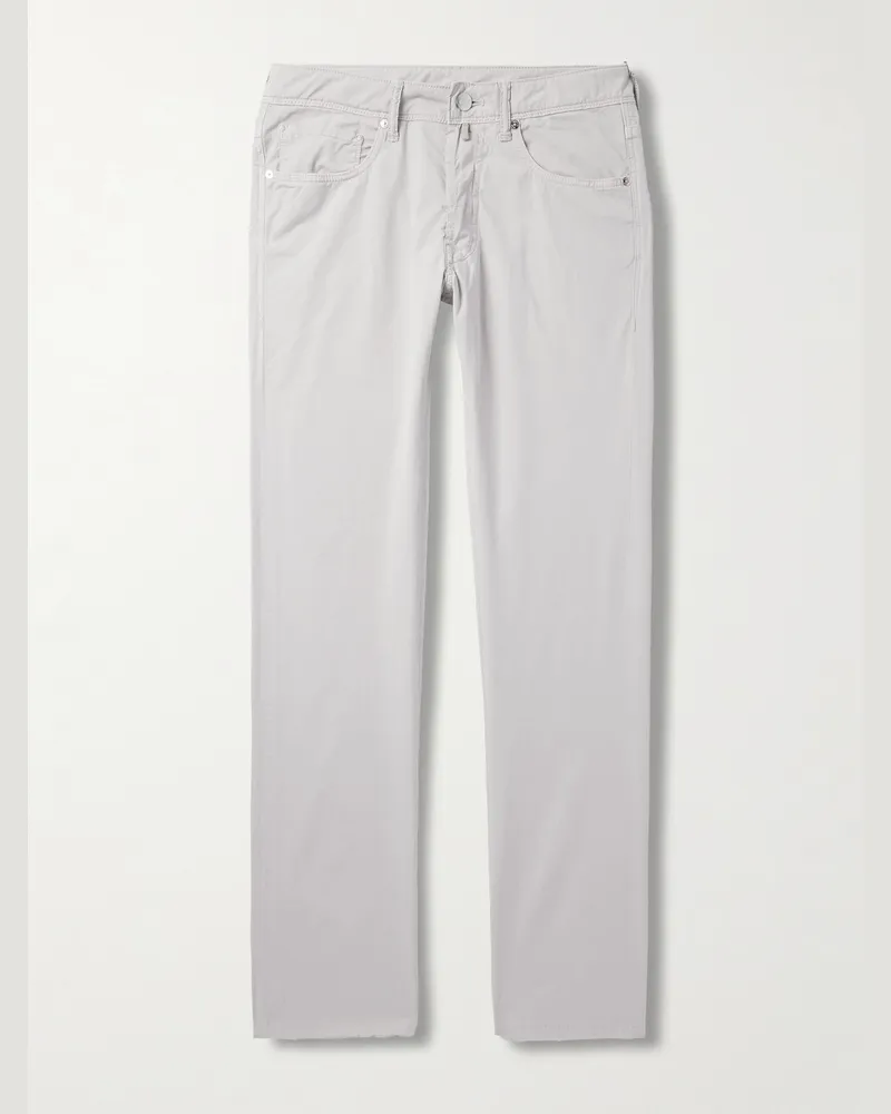 Slowear Blue Division Slim-Fit Stretch-Cotton Twill Trousers Gray