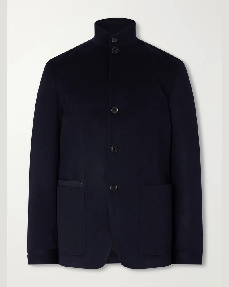 Ermenegildo Zegna Il Conte Cashmere Brushed Coat Blue