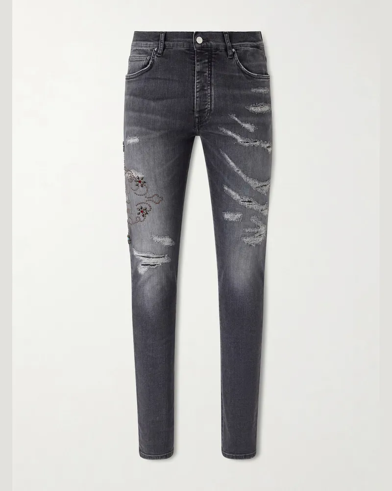 Amiri Hollywood Skinny Jeans mit Verzierung Schwarz