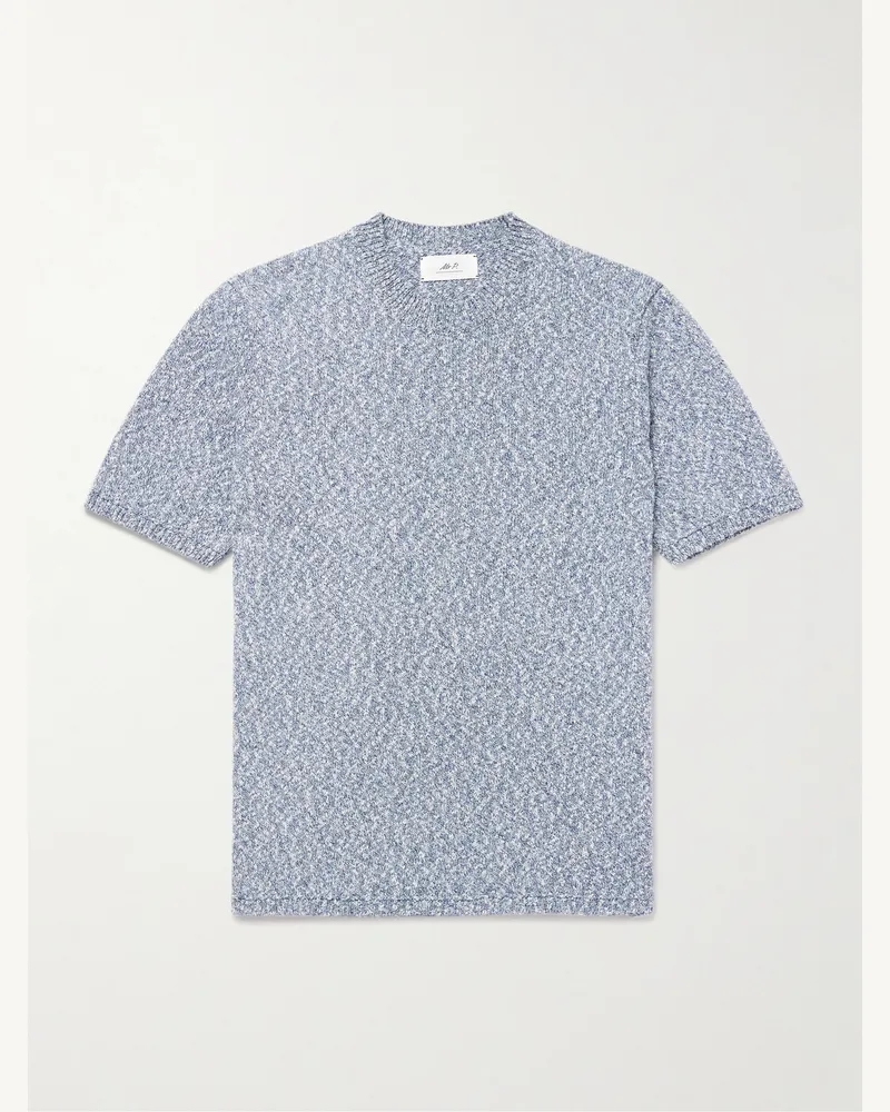 MR P. Meliertes T-Shirt aus Baumwolle Blau