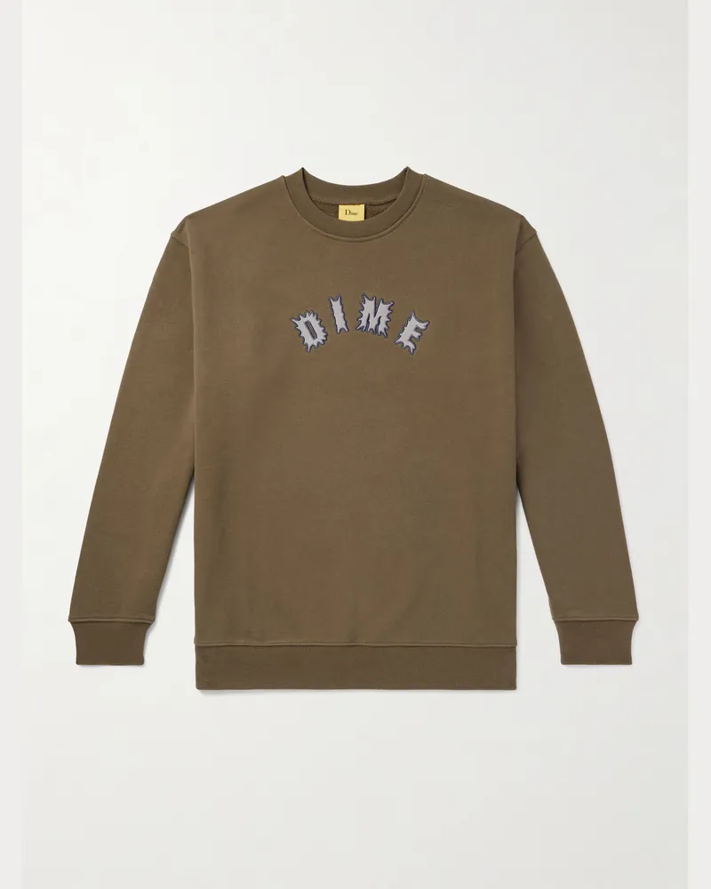 Dime Choppers Sweatshirt aus Baumwoll-Jersey mit Logoapplikation Braun