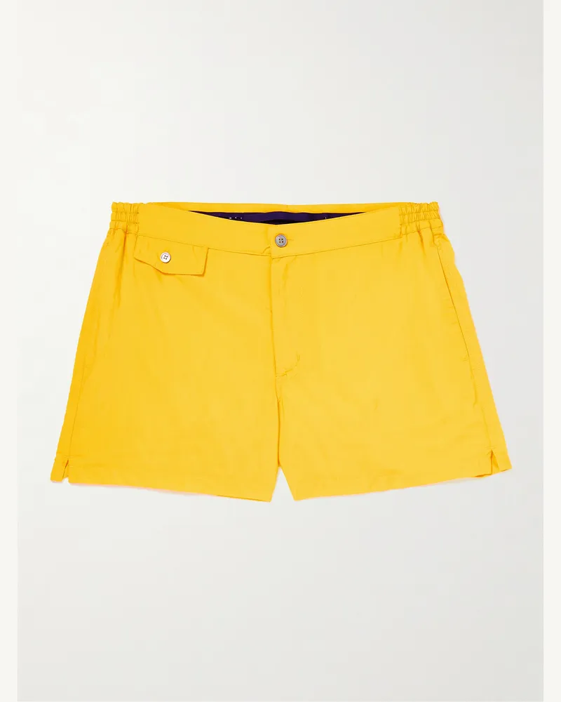 Incotex Mittellange Badeshorts mit schmaler Passform Gelb