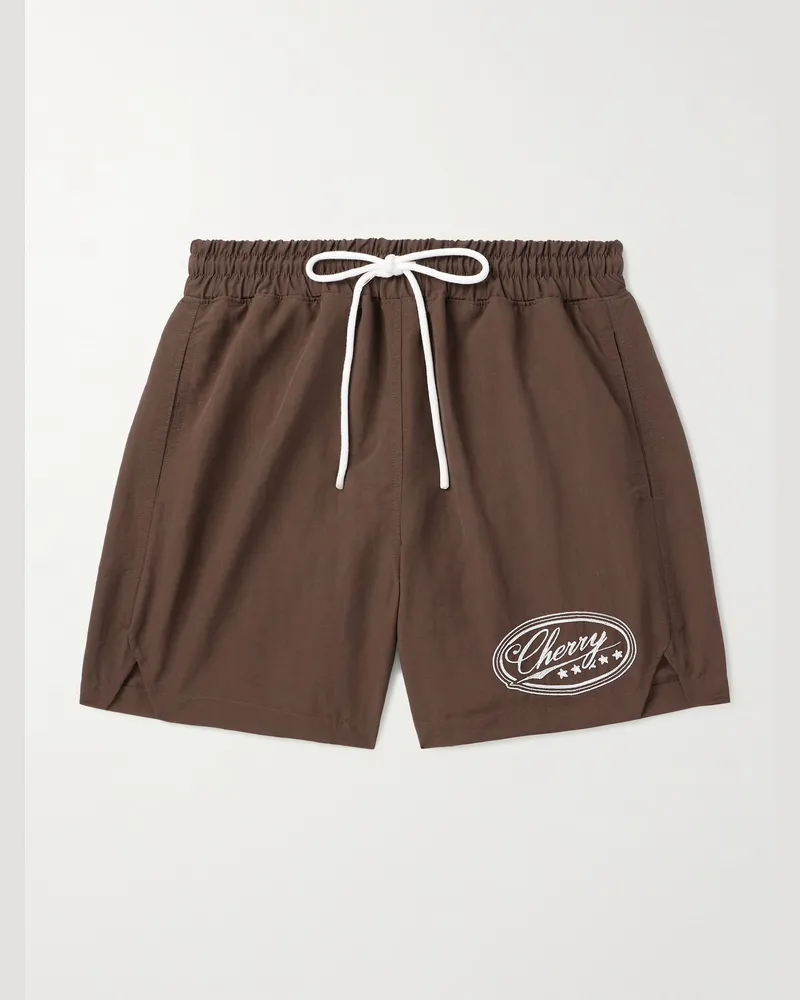Cherry Los Angeles Five Star gerade geschnittene mittellange Badeshorts aus Shell mit Logostickerei Braun