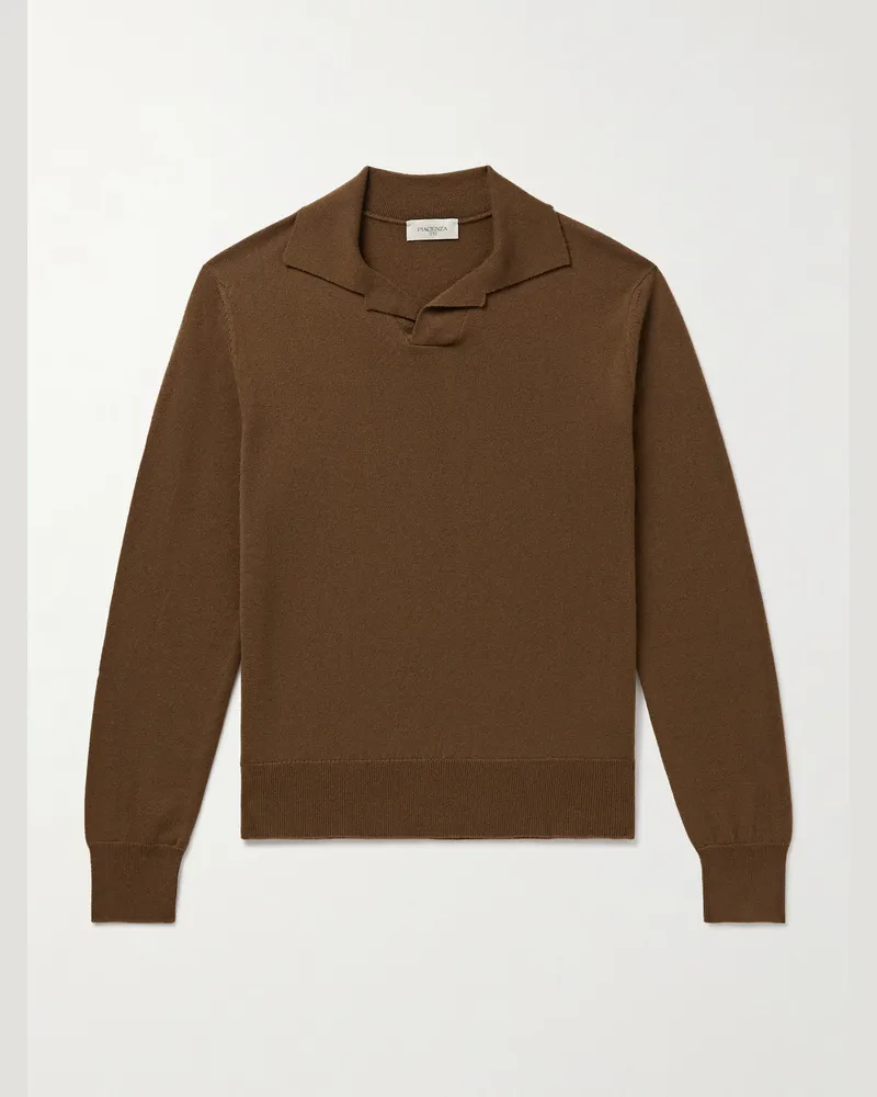 PIACENZA 1733 Schmal geschnittener Pullover aus Kaschmir mit Polokragen Braun