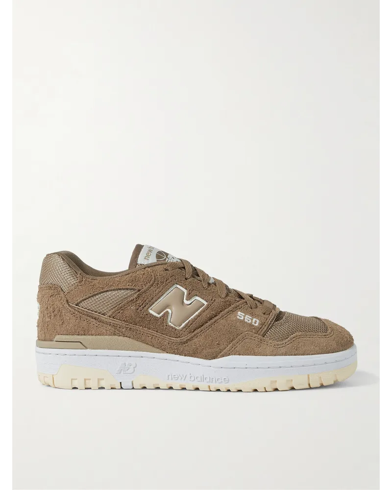 New Balance 550 Sneakers aus Veloursleder und Mesh mit Lederbesatz Braun