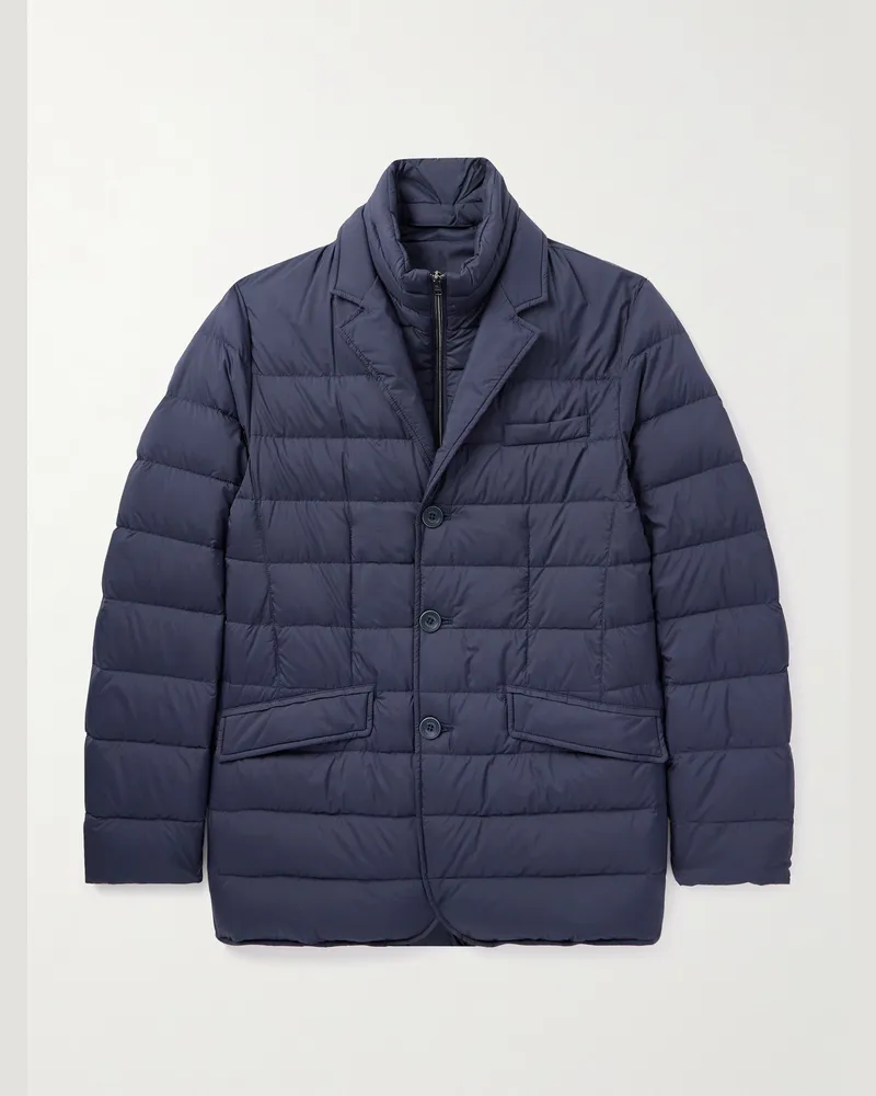 Herno La Giacca Convertible Quilted Nylon Down Jacket Blue