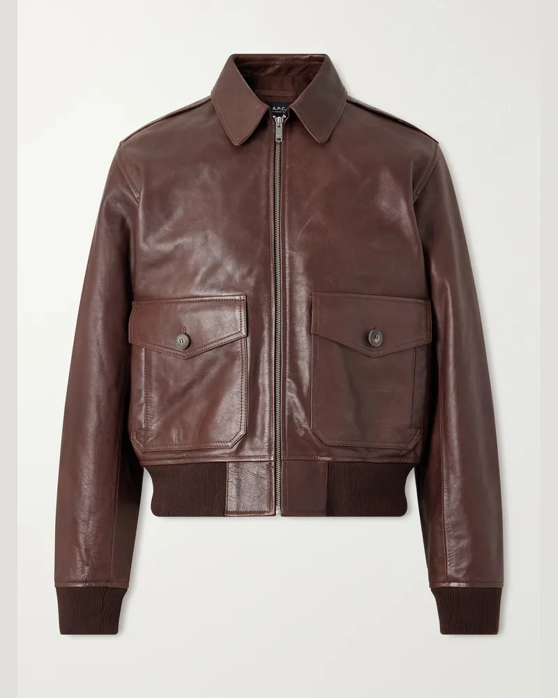 A.P.C. Gael Leather Jacket Brown
