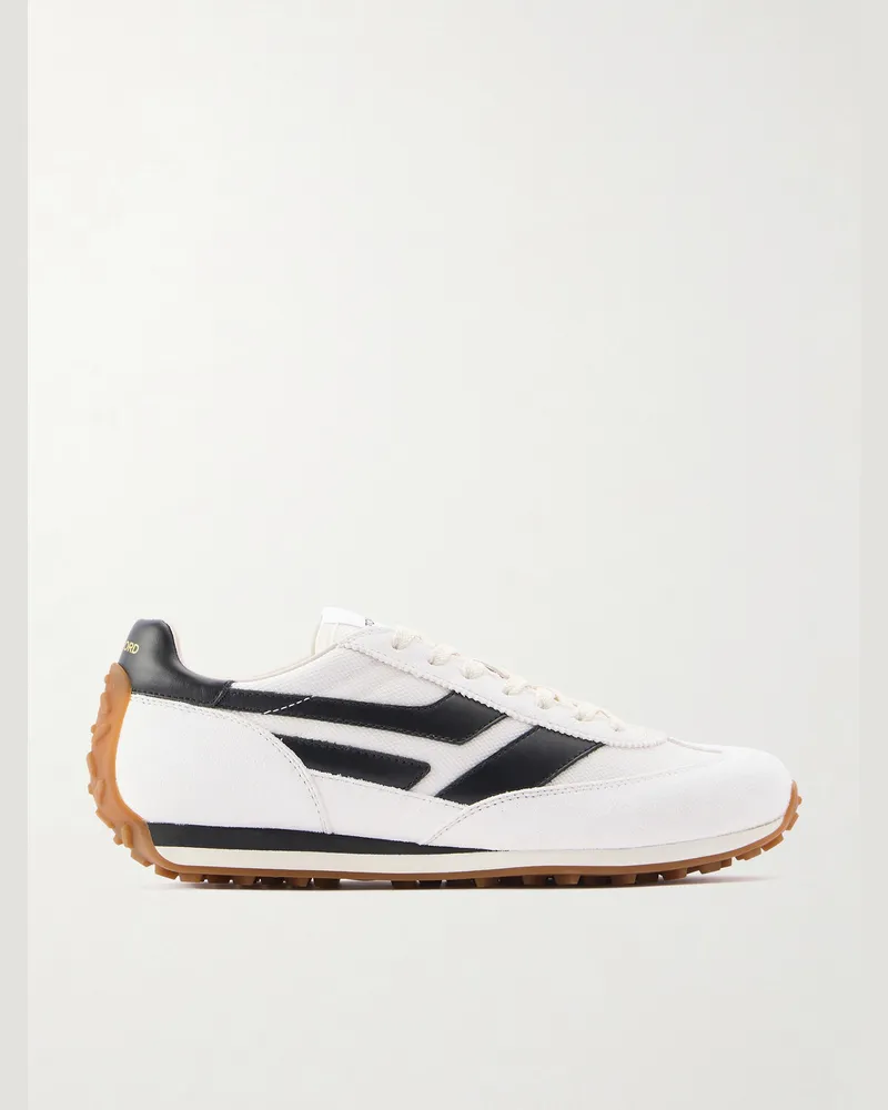 Tom Ford Mick Leather-Trimmed Suede and Mesh Sneakers White