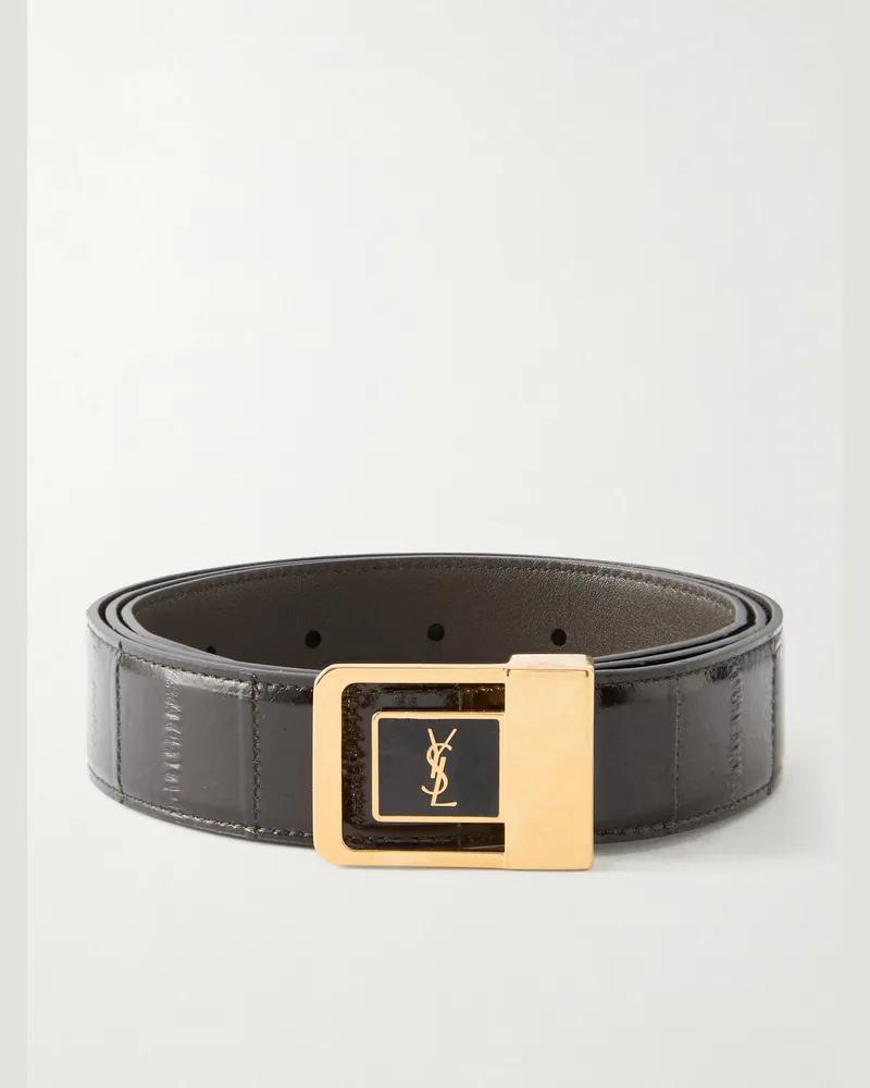Saint Laurent 3cm Eel Leather Belt Black