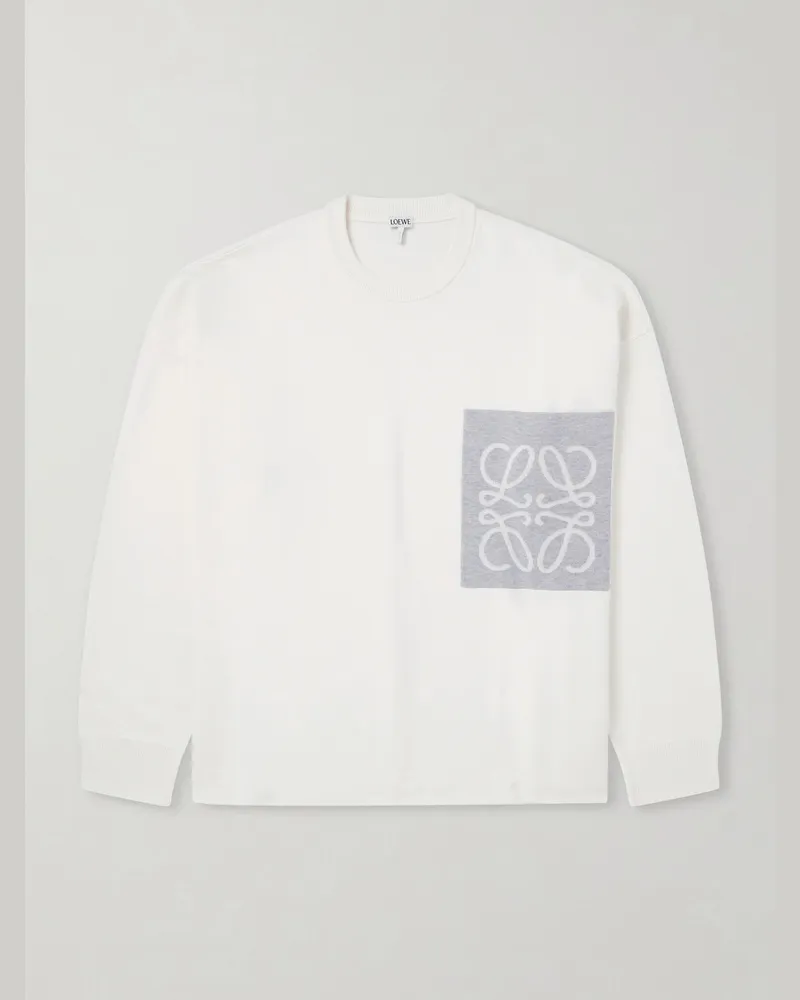 Loewe Anagram-Intarsia Knitted Sweater White
