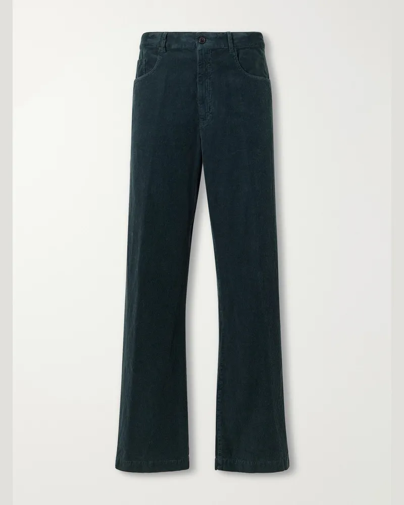 Dries van Noten Straight-Leg Cotton-Corduroy Trousers Green
