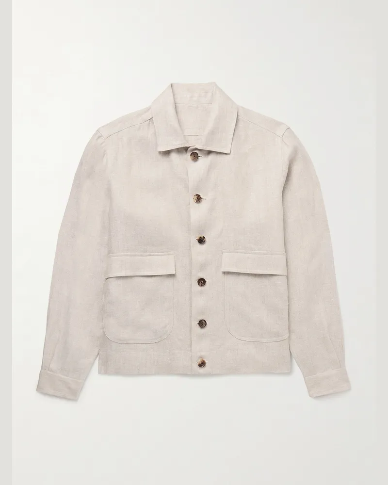 De Petrillo Hemdjacke aus Leinen-Twill Neutral