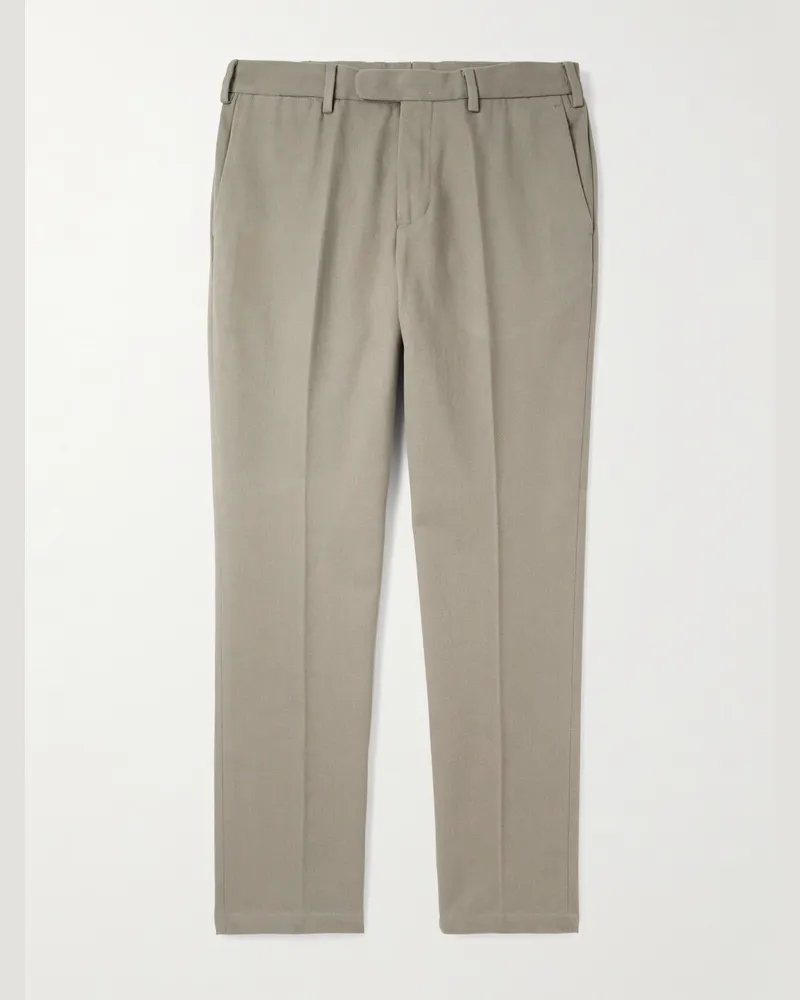 Thom Sweeney Straight-Leg Cotton-Twill Trousers Neutrals