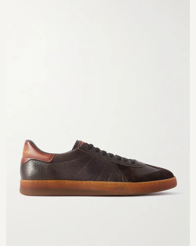 Officine Creative Italia Militia 001 Sneakers aus vollnarbigem Wildleder mit Velourslederbesatz Braun