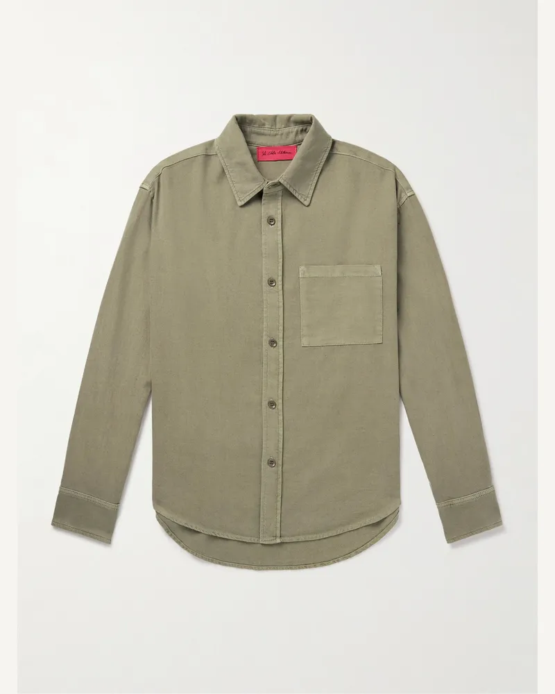 The Elder Statesman Early Dawn Hemdjacke aus Twill aus einer Stonewashed-Baumwoll-Seidenmischung Grün