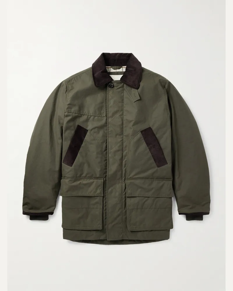 PURDEY Pembroke Corduory-Trimmed Cotton-Canvas Coat Green