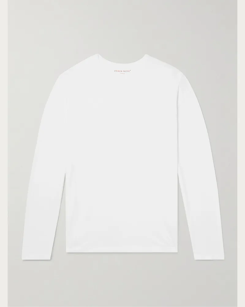 Derek Rose Basel Stretch Micro Modal Jersey T-Shirt Weiß