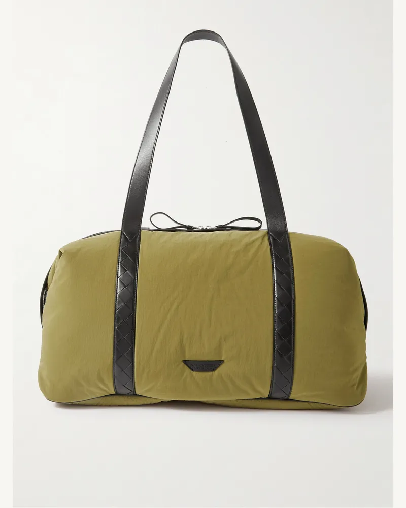 Bottega Veneta Bowling-Tasche aus Shell mit Lederbesatz Grün