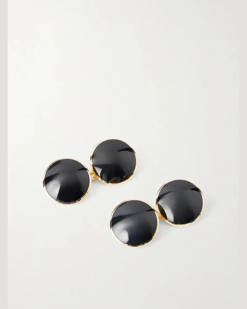 Tom Ford 18Kt Yellow Gold Onyx Round Cufflinks Black