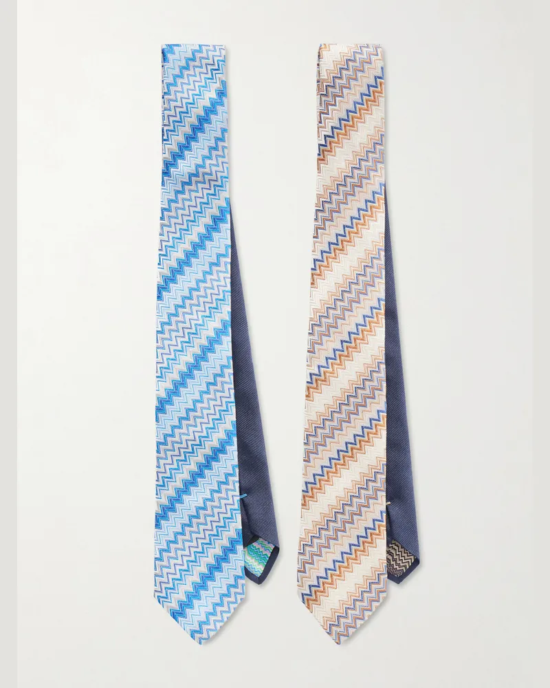 Missoni Two-Pack 7cm Silk-Jacquard Tie Multi