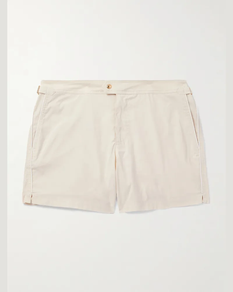Tom Ford Gerade geschnittene mittellange Badeshorts Neutral