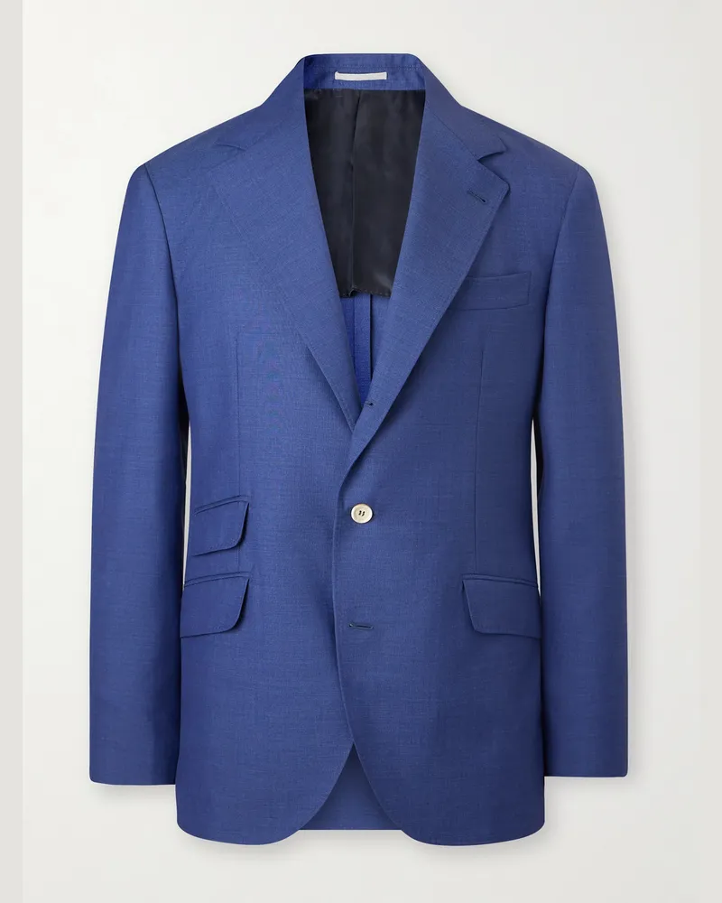Brunello Cucinelli Unstructured Virgin Wool Suit Jacket Blue
