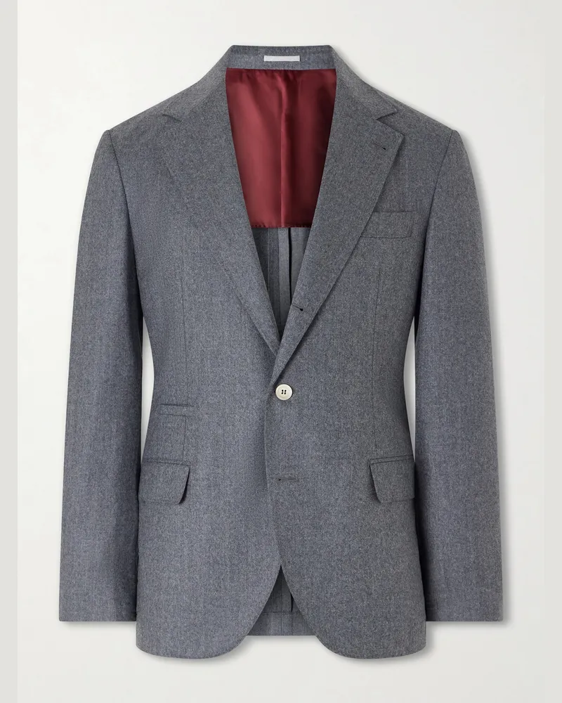 Brunello Cucinelli Virgin Wool Suit Jacket Gray